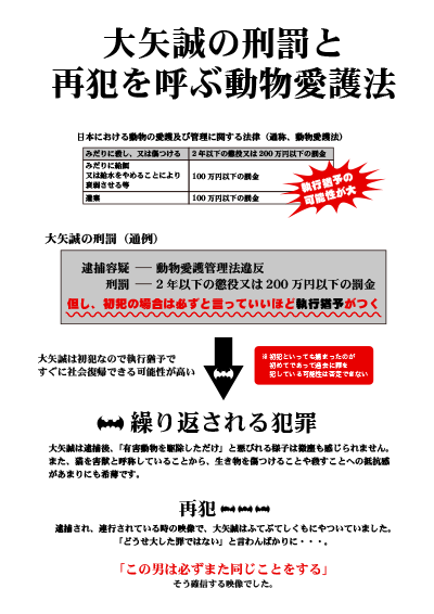 大矢容疑者の刑罰と再犯を呼ぶ動物愛護法