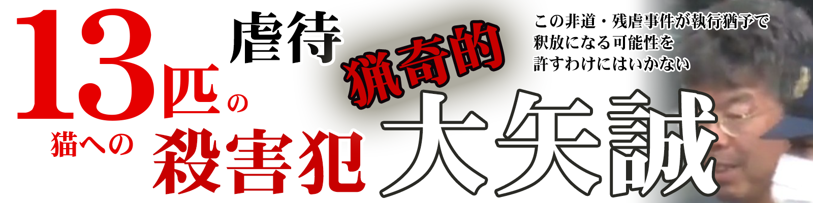 13匹の猫を虐待死させた大矢誠の署名活動啓発